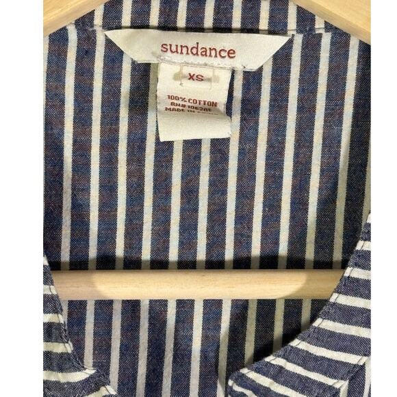 Sundance Women's  Size XS Tab Collar Button Up Blue Long Sleeve Shirt - Picture 3 of 3